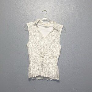 Spring/Summer Short Sleeve Office Blouse Polka Dot | Medium